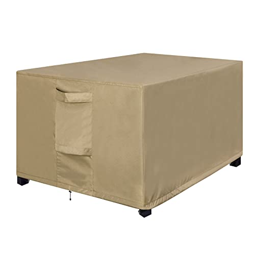 OutdoorLines Outdoor Waterproof Patio Ottoman Covers - Rectangle UV-Proof Patio Side Table Cover Windproof Heavy-Duty Furniture Covering Protector 48L x 25W x 18H Inch, Camel - color: Camel, size: Rectangle 48"l X 25"w X 18"h