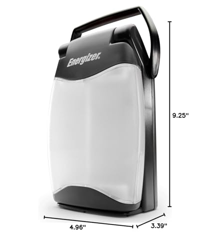 Energizer Weatheready Folding LED Portable Lantern, Battery Powered Lantern, Water Resistant Camping Lantern and Emergency Light, Pack of 1, Black