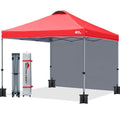 MASTERCANOPY Durable Pop-up Canopy Tent with 1 Sidewall (10'x10', Red) - color: Red, size: 10x10