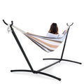 Sweetcrispy Double Hammock with Space Saving Steel Stand Heavy Duty 2 Person Standing Hammocks 450lb Capacity for Outside Garden Yard with Portable Carrying Bag