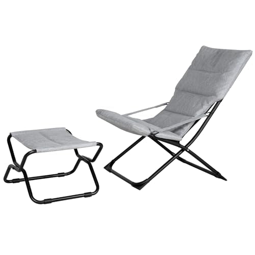 Abba Patio Heavy-Duty Outdoor Chaise Lounge Chair, Reclining Folding Camping Chair with Removable Footrest, All-Weather Portable Patio Furniture for Poolside, Beach, Lawn, Indoor Outdoor Use, Grey - color: Grey