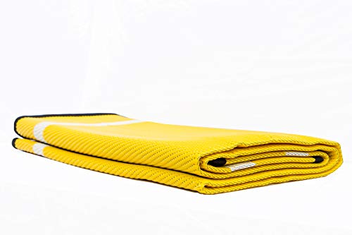 Mountain Mat 5x7 Yellow RV Patio Mat with Carry Bag – Extra Thick 5mm Recycled Poly Rug – Waterproof, Reversible, Heavy-Duty – Premium Camping Mat for Patio, Beach, Deck (Yellow with Carry Bag, 5'x7') - color: Aspen Yellow [5x7], style: 5' x 7'