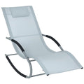 Outsunny Zero Gravity Rocking Chair Outdoor Chaise Lounge Chair Recliner Rocker with Detachable Pillow and Weather-Fighting Fabric for Patio, Deck, Pool, Gray - color: Grey