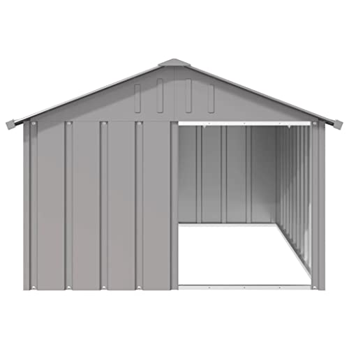 Outdoor Dog Kennel with Steel Roof and Walls, Waterproof Dog Playpen with Open Entrance, Animal Hutch Shelter from Rain and Wind, Gray 45.9"x60.2"x32.1" Galvanized Steel,-655 - color: Gray, size: 45.9"x60.2"x32.1"