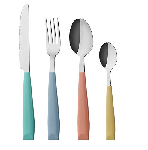 ANNOVA Silverware Set Stainless Steel Colorful Handle Tableware Kitchen Flatware Set Utensils, Includes Dinner Knives, Forks, Spoons, Salad Forks & Dessert Spoons (Mix, 24 Pieces) - color: Mix Color 24Pieces