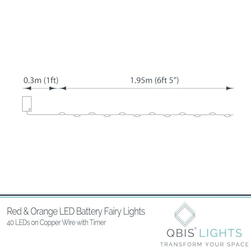 QBIS Battery Powered Fairy Lights for Bedroom, 40 LED Lights, Battery Operated String Lights for Christmas, Halloween Decorations, 6hr Timer Mode, Red, Orange, Yellow Fairy Lights - size: 1PK-40 Red,Orange,Yellow
