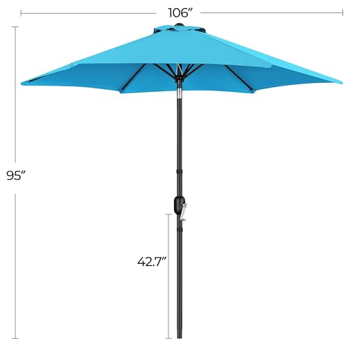 Yaheetech 2 Pack 9FT Outdoor Patio Umbrella Outdoor Table Umbrella w/Push Button Tilt & Crank, Yard Sun Shade UV Protection Waterproof for Pool, Market, Terrace, Beach, Outdoor Restaurant, Sky Blue - color: Sky Blue, size: 9FT