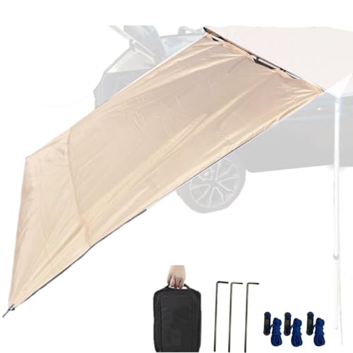 DANCHEL OUTDOOR Waterproof Car Awning Side Wall, Sun Shade Windbreak & Privacy Extension Lateral Tarp for Roof Rack Awning Overland Accessories(Khaki, 8.2ftx6.5ft) - color: Khaki, size: 8.2x6.5ft