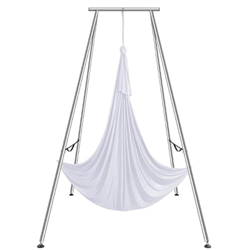 VEVOR Yoga Stand Frame, Max 441-551 lbs Load Swing Stand, Triangular Structure Aerial Rig, Aerial Silk Stands with Yoga Hammock, Standard & Height-Adjustable Version - color: White, style: Standard Version