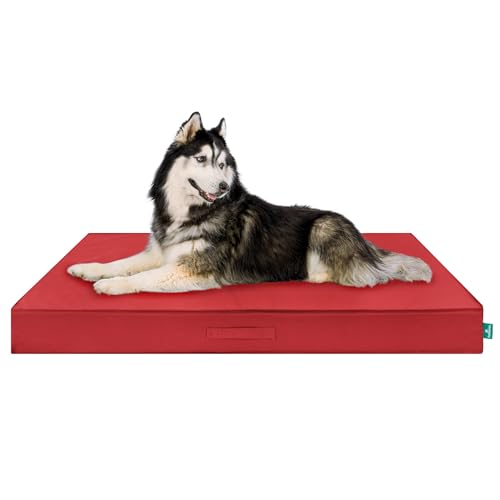 Grid Indoor-Outdoor Deluxe Mattress Pet Bed, Red, JumboPlus - color: Red, size: JumboPlus