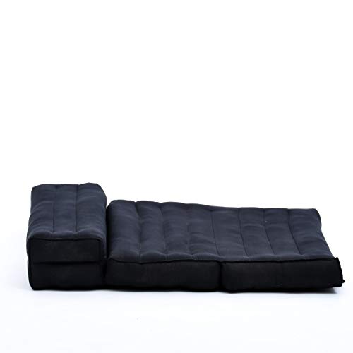 Leewadee Foldable Floor Mattress – 2 in 1 Floor Meditation Mat for Yoga and Relaxation, Seating Futon with Kapok - color: Cl02 - Black