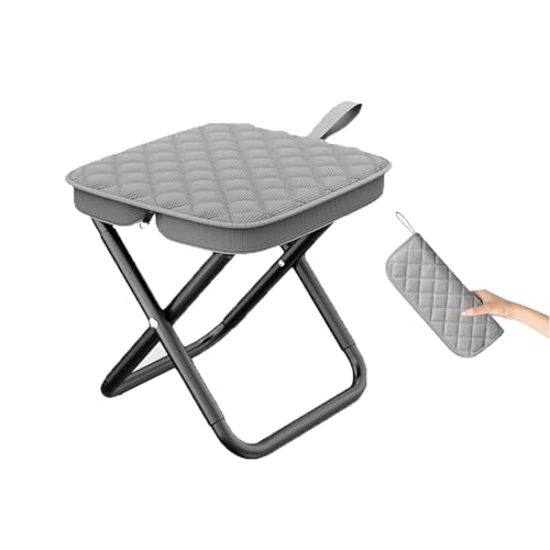 11.8" Portable Stool Folding Camping Stools for Adults Foldable Backpack Stool Pocket Chair Lightweight Travel Chair for Camping Fishing Hiking BBQ, Grey - color: Grey