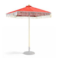 Formosa Covers 9ft 8-Rib Boho Replacement Umbrella CANOPY ONLY with Tassel Fringe Valance — 600D Polyester, UV-Treated, Fits Market Patio Frames (Red) - color: Tassel Red