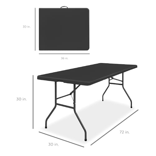 Best Choice Products 6ft Plastic Folding Table, Indoor Outdoor Heavy Duty Portable w/Handle, Lock for Picnic, Party, Camping - Black - color: Black, size: 6ft