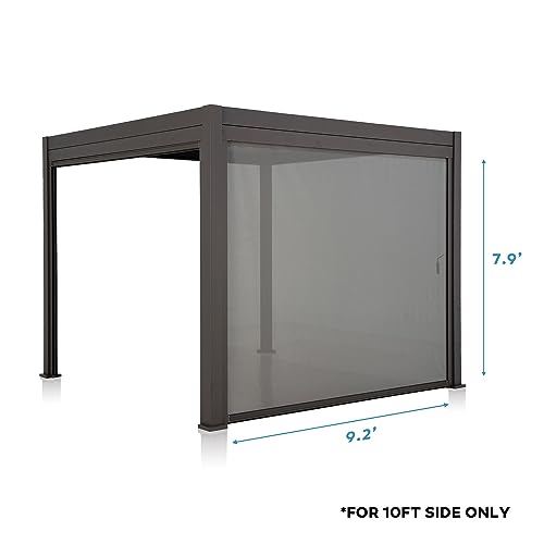 Mirador Accessory - 10Ft Side Adjustable Pull Down Screen for Mirador pergola 111S Series, Enhance Outdoor Living Space with Pull-Down Sun Shade, Wind Block, UV Resistant, Charcoal, not pergola - color: Charcoal, size: 10Ft Side(for 111 series)