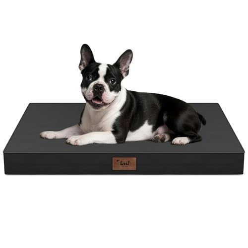Outdoor Dog Bed for Small Dogs, Waterproof Dog Crate Bed for Medium Dogs Cats, Orthopedic Egg Crate Foam Pet Bed with Washable Removable Oxford Cover, Black - color: Black, size: 29.0"L x 18.0"W x 3.0"Th