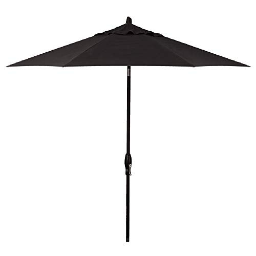 Treasure Garden Octagonal 9 ft Patio Umbrella - Outdoor Furniture Table Umbrella – Push-Button Tilt – Black Aluminum Frame (Obravia, Black) - color: O'bravia Black w/Black Frame, size: 9 FT Push Button Tilt