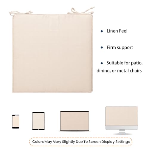 Magpie Fabrics Indoor Outdoor Waterproof Square Chair Cushion, 18" x 18" x 2.5", 2 Pack, Water Resistant Seat Cushions, for Patio Garden Office, Beige - color: Beige