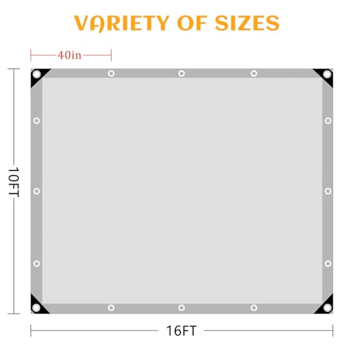 10x16 FT Sliver Tarps Heavy Duty Waterproof, 12 Mil Large Tarps with Grommets and Reinforced Edges, UV Resistant, Tear&Fade Resistant, Big Waterproof Covers for Outdoors Rain Roof - color: Silver-12 Mil, size: 10*16FT