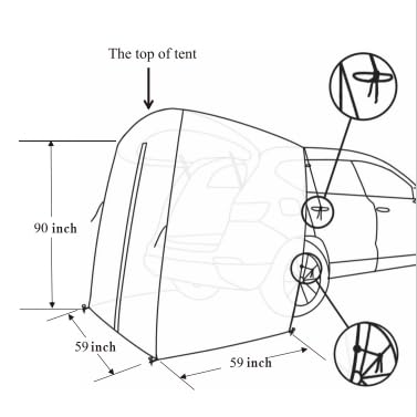 SUV Tailgate Shelter Tent Privacy Shelter Waterproof Black Portable Changing Room for Biking Toilet Shower Sleeping Beach Swimming L:W:H:4.9ft:4.9ft:7.5ft 6pcs Tent Pegs to fix