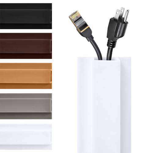 Rubber Bond TV Cord Hider Cable Protector - Strong Self Adhesive Wall Cord Cover Cable Hider - Low Profile Cable Management Wall Cord Concealer Cable Raceway - color: White, size: 4 Feet, style: 1-2 Cords