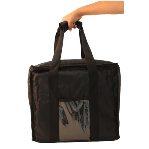 Chef Approved 12 x 12 Food Delivery Bag | Heavy Duty Insulated Soft-Sided Hot Cold Sandwich Carrier with Zipper Closure for Restaurant Shopping Grocery | Square Shape, 12"W x 12"D x 15"H, Nylon, Black - color: Black