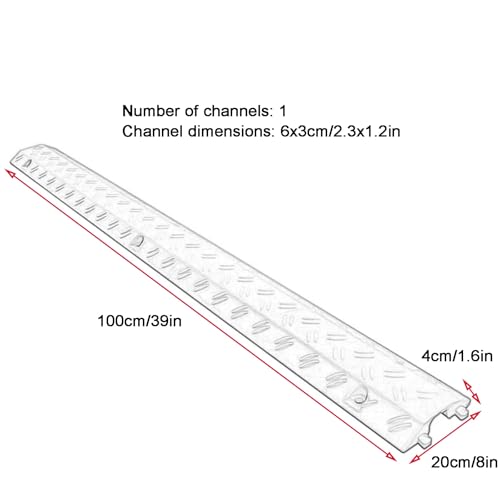 Floor Cable Cover, PVC Cable Protector Ramp, 1-Channel Modular Speed Bump with 6 Bolts, 660lbs Load Capacity, for Indoor Outdoor Use(Yellow,100x20x4cm/39x8x1.6in) - color: Yellow, size: 100x20x4cm/39x8x1.6in