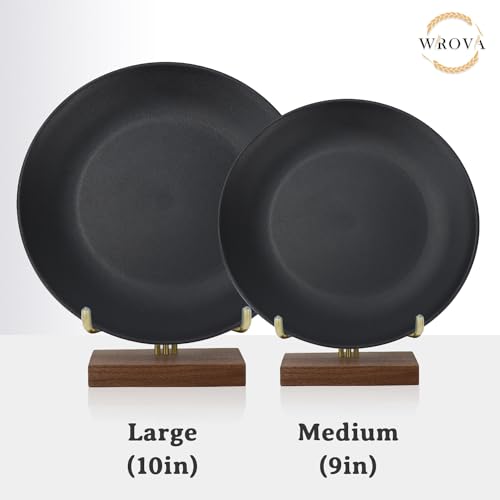 Wrova Wheat Straw Dinner Plates 10 Inch Unbreakable Set of 8 - Dishwasher & Microwave Safe Plastic Plates Reusable - Lightweight Plates for kitchen,camping,salad,appetizer - Pure Black - color: Black, size: 10 inch