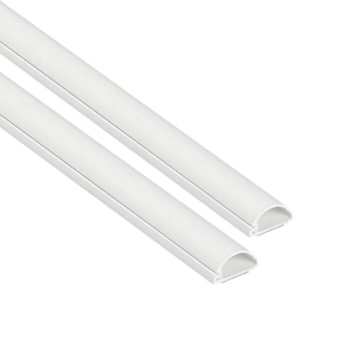 D-Line Half Round Cord Hider, Patented Cable Cover, Hide TV Wall Mount Wires, Raceway for Cords, Decorative Wire Covers, Paintable, Adhesive Cable Concealer, 2X 0.78in W x 0.39in H x 39in L, White - color: White, size: 0.78x0.39in - 2x 39in