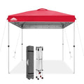 EAGLE PEAK Pop Up Canopy Tent with Wheeled Carry Bag, 8 Stakes, 4 Ropes, Easy Set Up Tent Canopy, 8x8 ft, Red - color: Red, size: 8x8