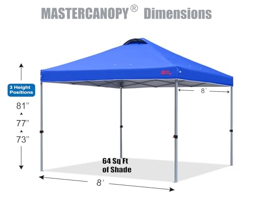 MASTERCANOPY Durable Pop-up Canopy Tent with Roller Bag (8x8, Blue) - color: Blue, size: 8x8