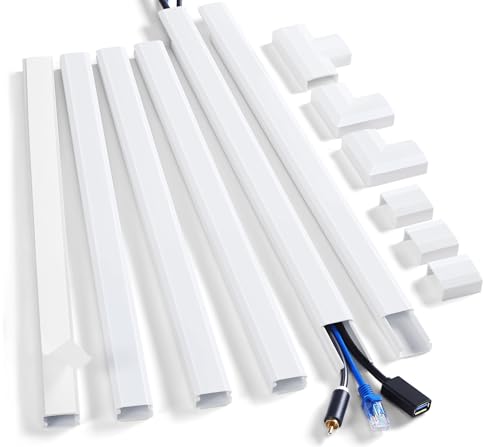 ZhiYo Cord Hider Wall Kit, 87in Cord Cover Wall Mounted TV, Wire Covers for Cords, Paintable Wire Hiders for TV On Wall, TV Cable Hider Wall Kit, Wall Cord Concealer, 6 x L14.5in W0.98 H0.5in, White - color: White, size: W1in x H0.5in - L87in