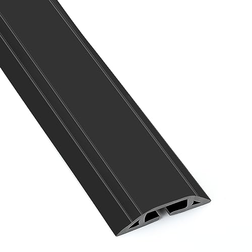 Eapele 6.5 ft Floor Cord Cover Heavy Duty Cable Protector, Easy to Unroll, Prevent Trip Hazard for Home Office or Outdoor Settings (Black) - color: Black, size: 6.5 feet-1pc