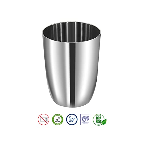 Vinod Stainless Steel Glass Set of 6 - Premium Metal Cups | Beer Glasses | Juice Glass - color: Set Of 6, size: 10 OZ
