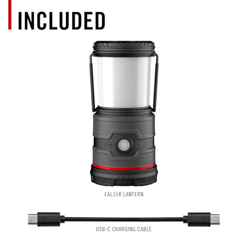 COAST EAL35R 1000 Lumen Voice-Controlled LED Emergency & Camping Area Lantern with Warm, Cool White, Day, Red & Red Flashing Mode, Power Bank Functionality - Black - color: Black