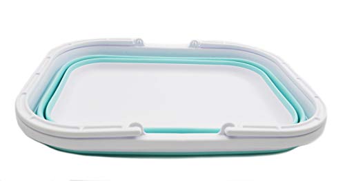 SAMMART 12L (3.17 Gallon) Collapsible Tub with Handle - Portable Outdoor Picnic Basket/Crate - Foldable Shopping Bag - Space Saving Storage Containe (1, White/Bright Blue) - color: White/ Bright Blue