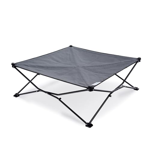 Coolaroo On-The-Go Elevated Dog Bed - Foldable Pop-Up Travel Dog Bed with Breathable, Moisture-Resistant Fabric, Carry Bag Included, Lightweight & Portable, Steel Gray, Extra Large - color: Steel Grey, style: King