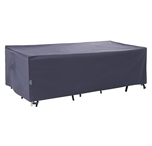 F&J Outdoors Heavy Duty Waterproof Anti-UV Rip-stop Fabric Large Patio Furniture Covers, Grey, 126"x83"x27.5" - size: 126"(w)x83"(d)x27.5"(h)