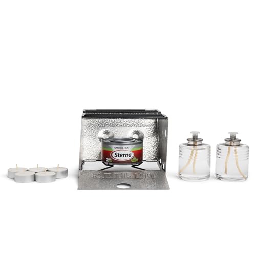 Sterno Emergency Preparedness Kit – Portable Stove, Liquid Wax Candles, Tealights – Supplies for Indoor & Outdoor Cooking & Lighting for Power Outages, Camping & Disasters