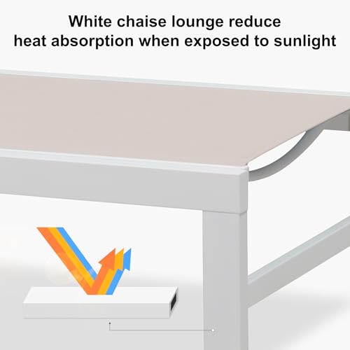 PURPLE LEAF Outdoor Lounge Chairs Set of 2 White Aluminum Chaise Lounge Chaisr Outdoor with Wheels and Armrest for Patio Deck Pool Side Table Include, Linen - color: Linen, style: Straight-leg w/ Armrest