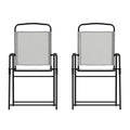 Flash Furniture Mystic Folding Patio Sling Chairs, Outdoor Textilene Lawn Chairs with Armrests, Set of 2, Gray - color: Grey
