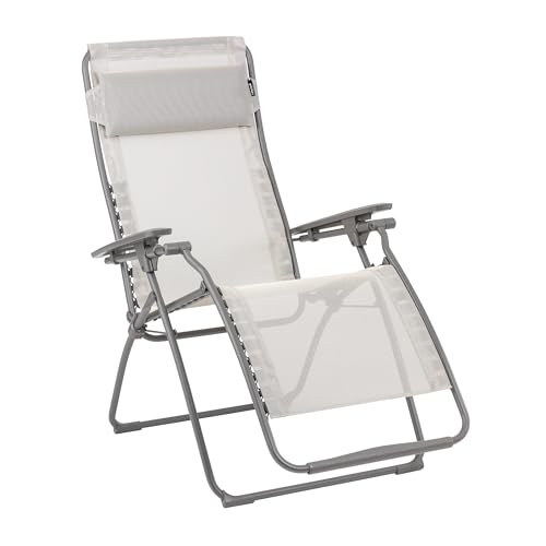 Lafuma Futura LFM3118 8548 Zero Gravity Outdoor Steel Framed Lawn Patio Recliner Folding Lounge Chair with Batyline Canvas, Seigle Grey - color: Grey (Seigle), style: Futura Zero Gravity