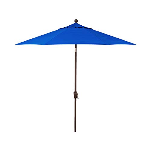 Treasure Garden Octagonal 9 ft Patio Umbrella - Outdoor Furniture Table Umbrella – Push-Button Tilt – Bronze Aluminum Frame (Obravia, Cobalt) - color: O'bravia Cobalt w/Bronze Frame, size: 9 FT Push Button Tilt