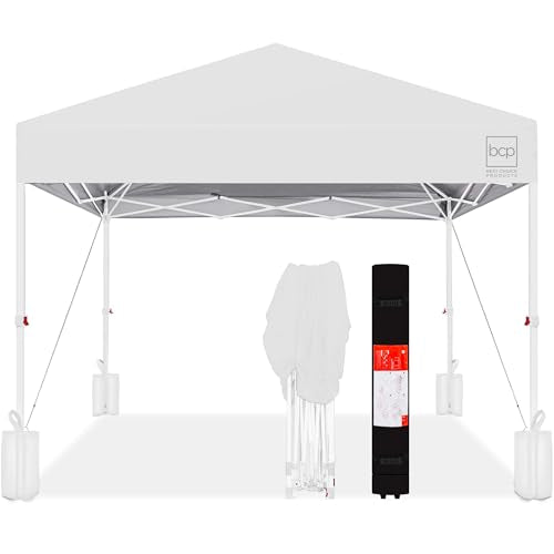 Best Choice Products 10x10ft Pop Up Canopy Tent, Outdoor Shade, 1 Person 1 Minute Set Up, Carry Case, 4 Weight Bags - White/White - color: White/White, size: 10x10ft