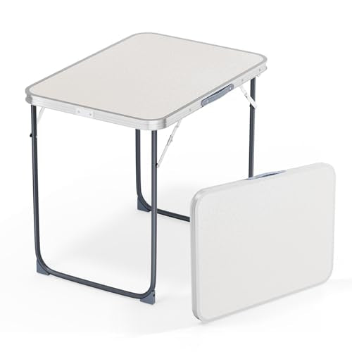 VINGLI 2.3FT Small Camping Table，Portable Camping Table with Carrying Handle, Picnic Table Foldable Table Essentials for Indoor Outdoor - color: White, size: 2.3ft