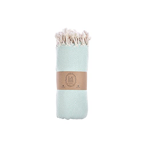 Personalized embroidered Beach Towel | Throw Blanket, Easy Carry, Sand Free, Highly Absorbent, Quick Dry, Turkish Towels for Camping Bath Sauna Beach Gym Pool Yoga SPA by Lahammam, Mediterranean, Aqua - color: Aqua, size: Mediterranean