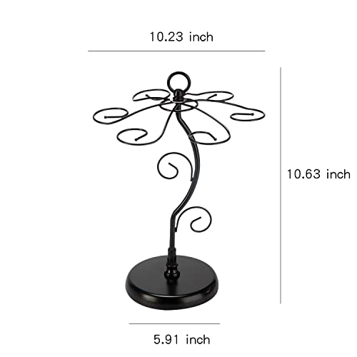 FOMANSH Countertop Wine Glass Holder - Freestanding Tabletop Stemware Storage Rack Metal Glasses Display Rack Black with 6 Hooks … - color: Black-Tree