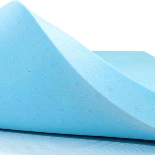 Pet Dog Bed Blue Cooling Gel Infused High Density Solid Memory Foam Pad (47x29x4 inches) - color: Blue, size: 47 x 29 x 4 in gel infused