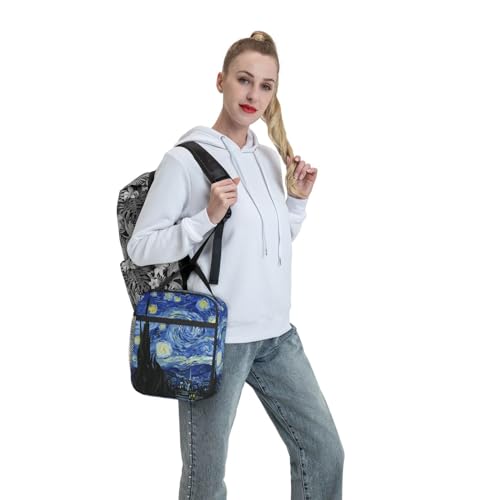 Night Sky The Starry Night Insulated Lunch Bag Portable Reusable Zipper Lunch Box For Men Women Work Picnic Travel Camping - color: Black5
