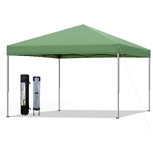 10x10 Pop Up Canopy Tent, Outdoor Instant Sun Shelter - Green, Included 1 x Rolling Storage Wheeled Bag, 4 x Guylines, 8 x Stakes - color: Basic Green